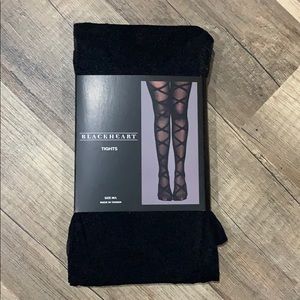 Black Tights with Crisscross Pattern